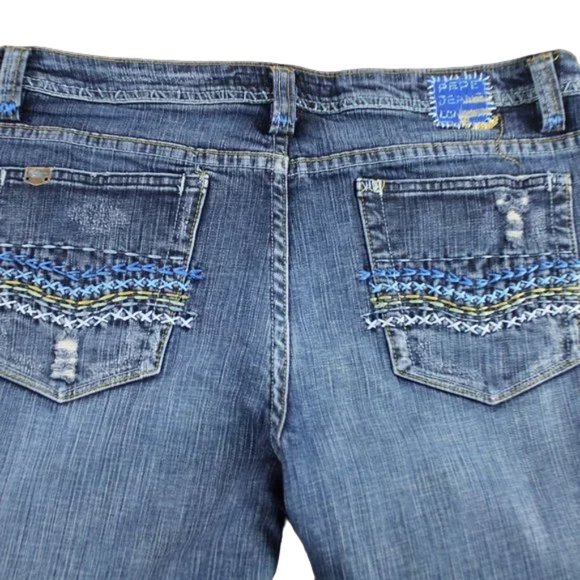 Pepe Jeans London Distressed Blue Fade Vintage Pocket Folk Art Boot, Size 12 - Picture 8 of 12